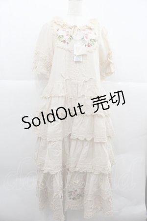 画像: PINK HOUSE / Berry Rose刺繍入りパッチワーク風ワンピース  アイボリー I-25-12-06-093-LO-OP-SA-ZI