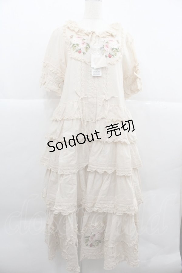 画像1: PINK HOUSE / Berry Rose刺繍入りパッチワーク風ワンピース  アイボリー I-25-12-06-093-LO-OP-SA-ZI (1)