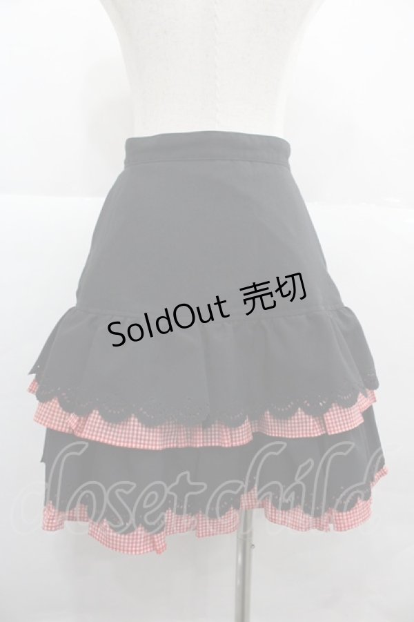 画像2: MILK / ギンガム&フリルスカート  ブラック×レッド I-25-12-06-095-ML-SK-SA-ZI (2)