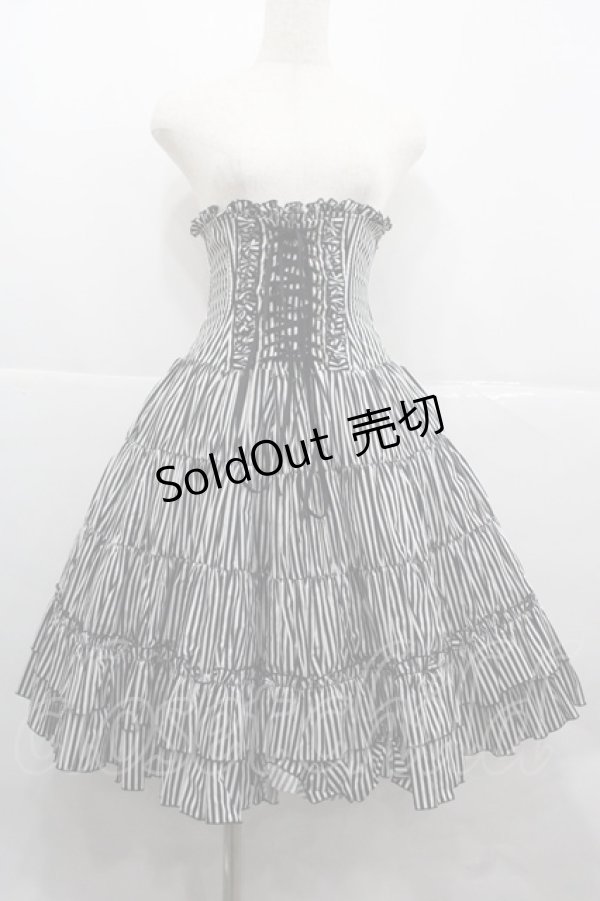 画像1: ATELIER PIERROT / ストライプコルセットスカート  黒Ｘ白 I-25-12-06-097-EL-SK-SA-ZI (1)