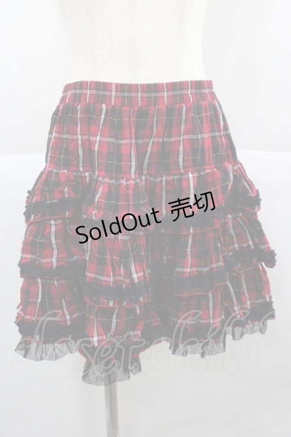 画像1: PUTUMAYO / チェックフリルスカート  赤Ｘ黒チェック I-25-12-06-101-PT-SK-SA-ZI (1)