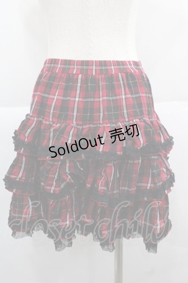 画像2: PUTUMAYO / チェックフリルスカート  赤Ｘ黒チェック I-25-12-06-101-PT-SK-SA-ZI (2)