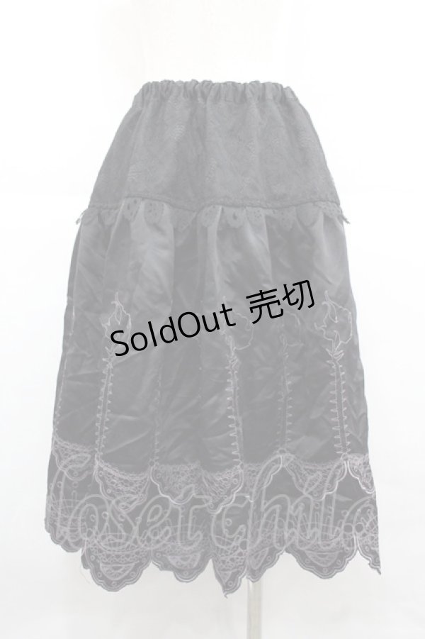 画像2: GRAMM / スカラップレース風刺繍スカート  黒 I-25-12-06-104-HN-SK-SA-ZI (2)