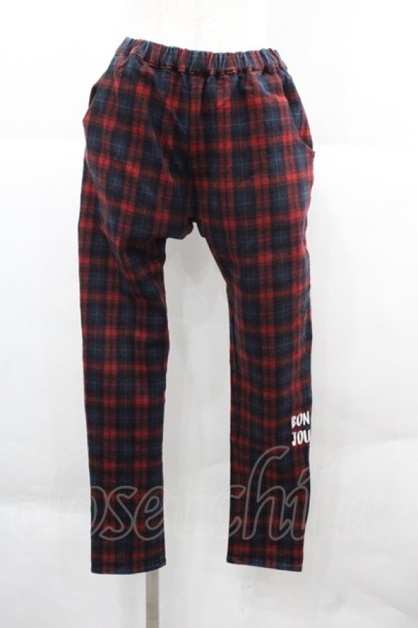 画像1: Rydia / コビニャー刺繍タータンチェックパンツ  赤Ｘ青チェック I-25-12-06-107-PU-PA-SA-ZI (1)