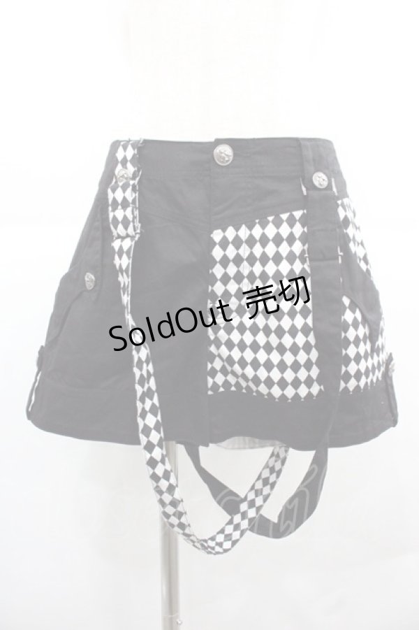 画像1: ALGONQUINS / バイカラーショートパンツ  黒Ｘ白 I-25-12-06-112-AL-PA-SA-ZI (1)