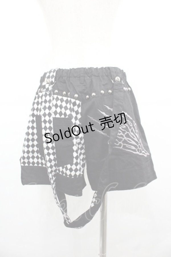 画像2: ALGONQUINS / バイカラーショートパンツ  黒Ｘ白 I-25-12-06-112-AL-PA-SA-ZI (2)