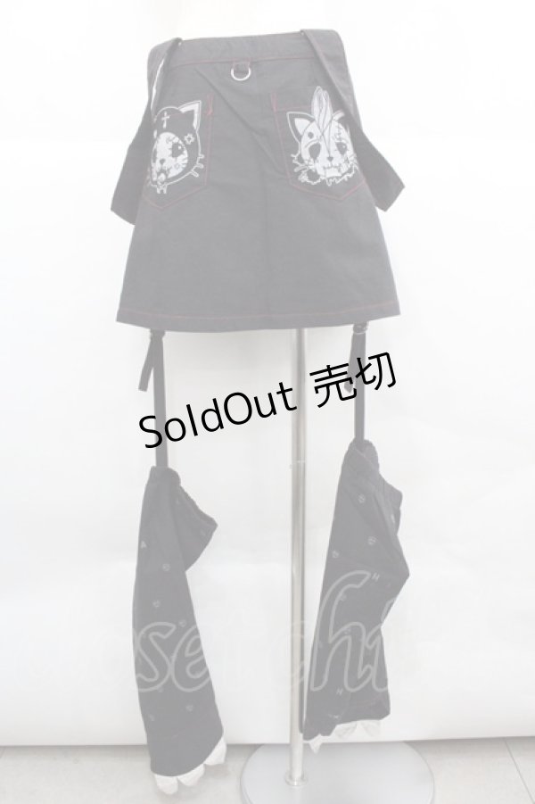 画像2: HANGRY&ANGRY / ブーツカバー付きスカート  黒Ｘ赤 I-25-12-06-114-HN-SK-SA-ZI (2)