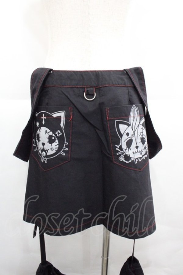 HANGRY&ANGRY / ブーツカバー付きスカート 黒X赤 I-25-12-06-114-HN