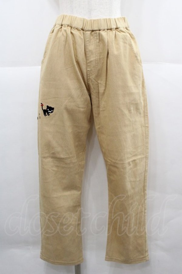 画像1: Rydia / 後ろコビニャー刺繍パンツ  アイボリーＸ黒 I-25-12-06-118-PU-PA-SA-ZI (1)