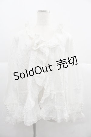 画像: PINK HOUSE / ピンタックレースフリルオーバーブラウス  ホワイト I-25-12-06-013-LO-BL-SA-ZI