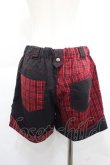 画像2: ALGONQUINS / チェック切替ショートパンツ  黒Ｘ赤チェック I-25-12-06-120-AL-PA-SA-ZI (2)