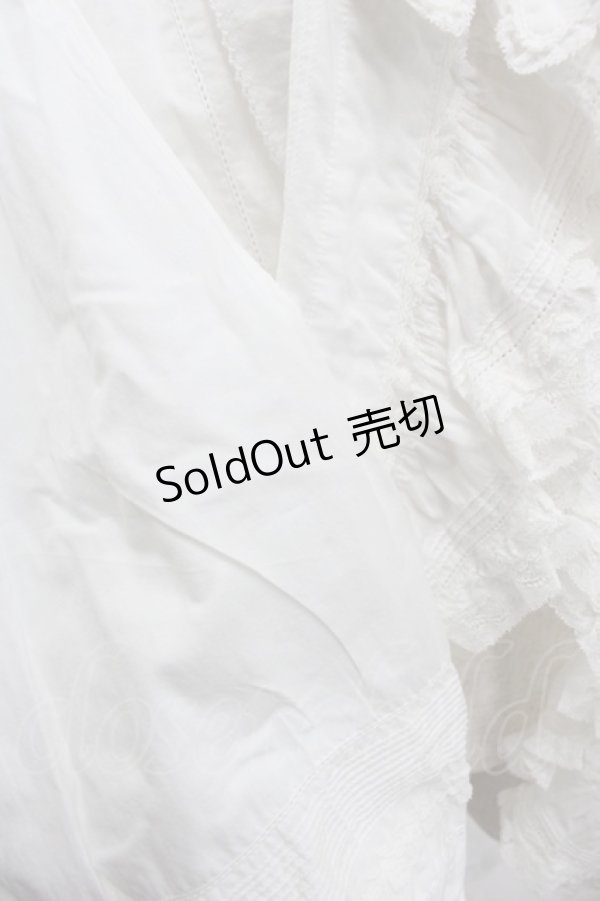 画像4: PINK HOUSE / ピンタックレースフリルオーバーブラウス  ホワイト I-25-12-06-013-LO-BL-SA-ZI (4)