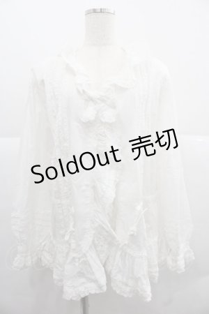 画像: PINK HOUSE / ピコフリルオーバーブラウス  ホワイト I-25-12-06-014-LO-BL-SA-ZI