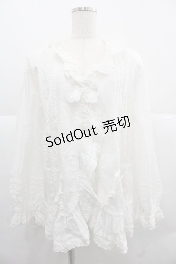 画像1: PINK HOUSE / ピコフリルオーバーブラウス  ホワイト I-25-12-06-014-LO-BL-SA-ZI (1)