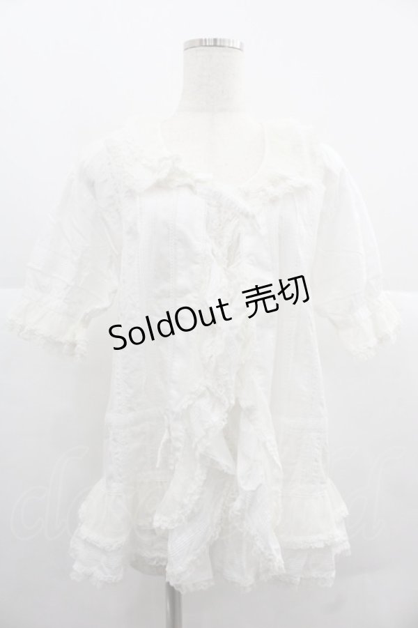 画像1: PINK HOUSE / チュールレースオーバーブラウス  ホワイト I-25-12-06-015-LO-BL-SA-ZI (1)