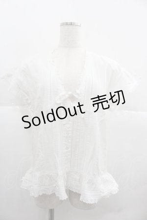 画像: PINK HOUSE / Vネック半袖ブラウス  ホワイト I-25-12-06-016-LO-BL-SA-ZI