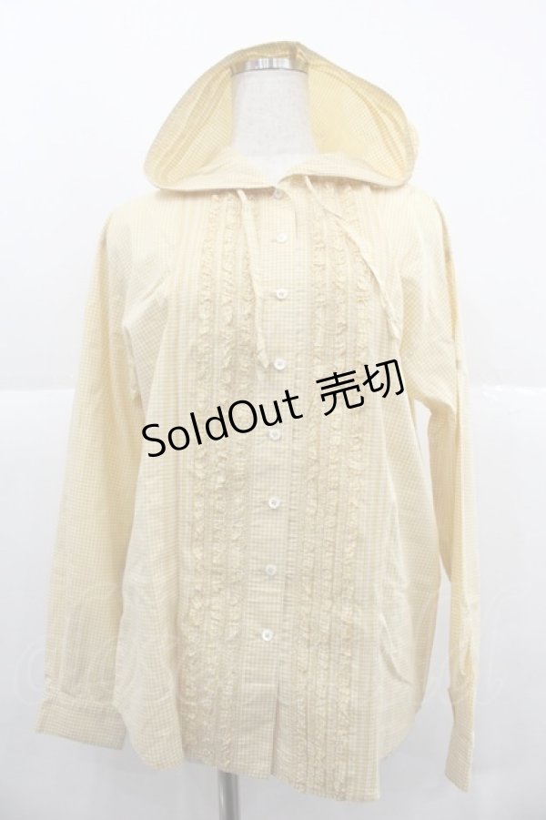 画像1: PINK HOUSE / ギンガムチェックフリルフード付きブラウス  イエロー I-25-12-06-018-LO-BL-SA-ZI (1)