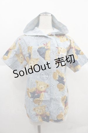 画像: PINK HOUSE / オーバーオールくまさん半袖フードシャツ L サックス I-25-12-06-019-LO-BL-SA-ZI