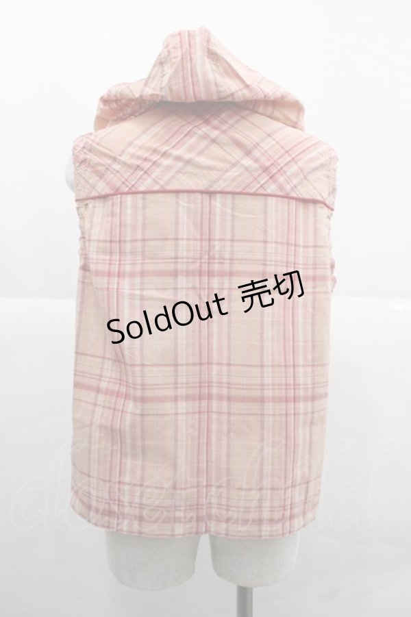 画像2: PINK HOUSE / マドラスチェックフード付きジップアップトップス  ピンク I-25-12-06-020-LO-TO-SA-ZI (2)