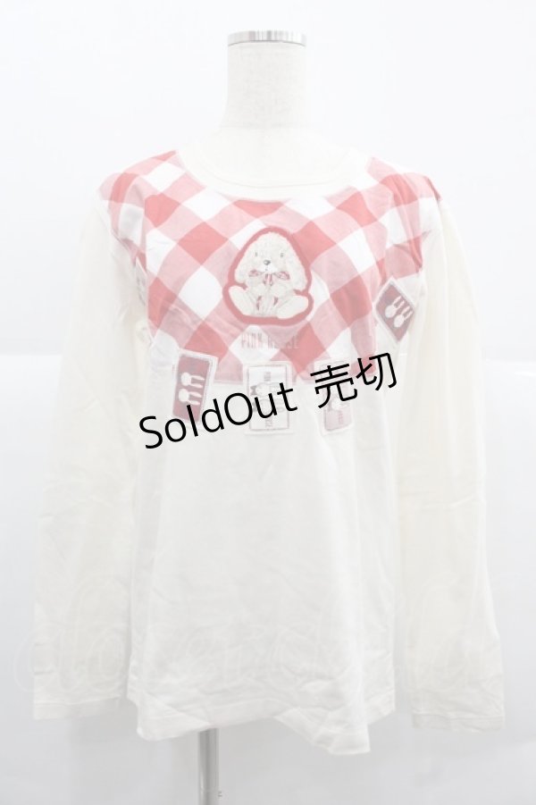 画像1: PINK HOUSE / たれ耳うさぎ刺繍ワッペンカットソー  アイボリー I-25-12-06-021-LO-TO-SA-ZI (1)