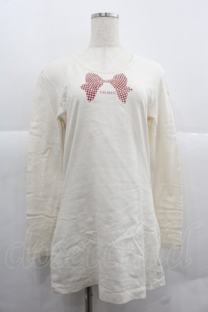 画像: PINK HOUSE / 水玉リボンptTシャツ L アイボリー I-25-12-06-022-LO-TS-SA-ZI