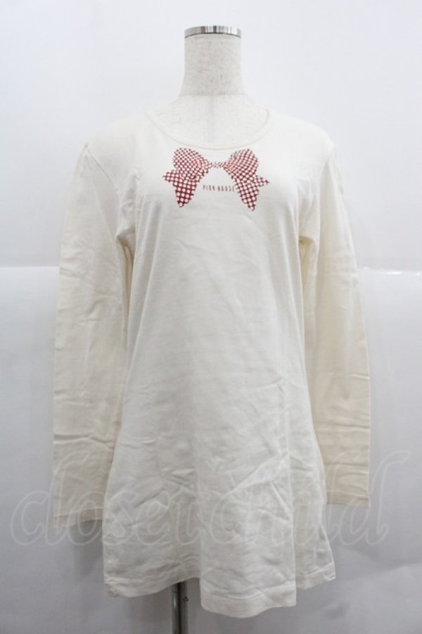 画像1: PINK HOUSE / 水玉リボンptTシャツ L アイボリー I-25-12-06-022-LO-TS-SA-ZI (1)