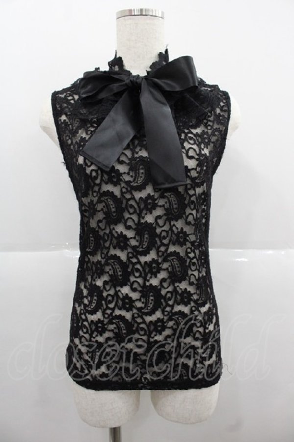 画像1: MR corset / レースノースリーブトップス  黒 I-25-12-06-025-PU-TO-SA-ZI (1)