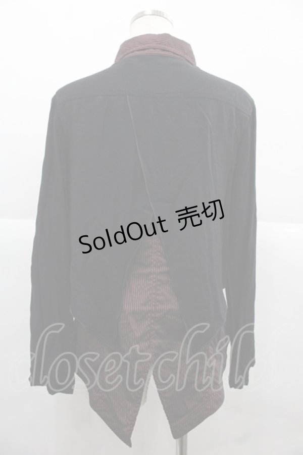 画像2: ALGONQUINS / カーデ重ね風ストライプシャツ  ボルドーＸ黒 I-25-12-06-031-AL-BL-SA-ZI (2)