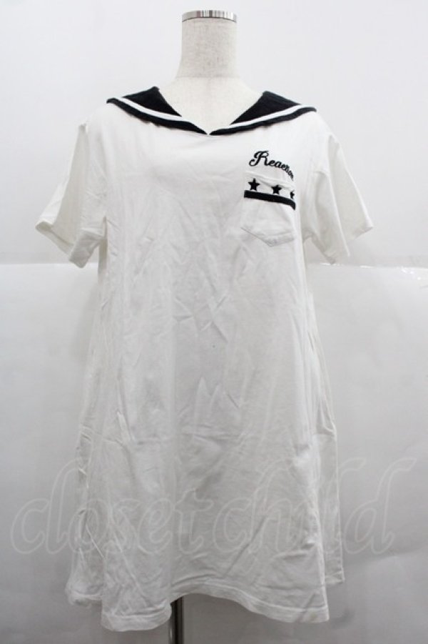 画像1: WORLD WIDE LOVE！(Rydia) / セーラー襟半袖カットワンピース  アイボリーｘ黒 I-25-12-06-033-PU-OP-SA-ZI (1)