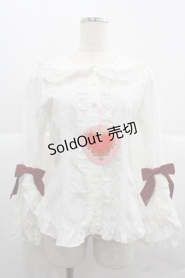 画像1: BABY,THE STARS SHINE BRIGHT / シュガーブーケ〜永遠の乙女の憧れ〜ブラウス  白Ｘ赤 I-25-12-06-005-BA-BL-SA-ZI (1)