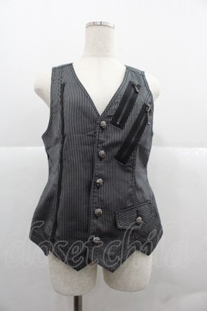 画像: ALGONQUINS / ストライプベスト  黒Ｘグレー I-25-12-06-036-AL-JA-SA-ZI