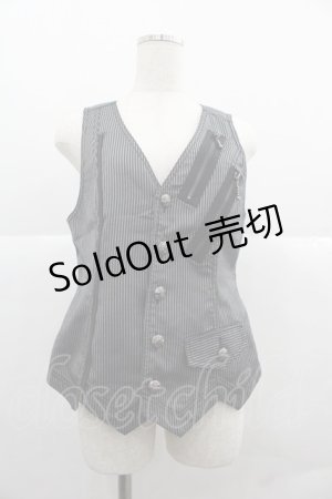 画像: ALGONQUINS / ストライプベスト  黒Ｘグレー I-25-12-06-036-AL-JA-SA-ZI