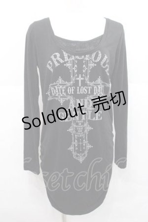 画像: GHOST of HARLEM / クロスプリントロングカットソー  黒Ｘグレー I-25-12-09-031-GL-TO-SA-ZI