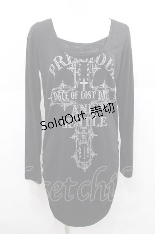 画像1: GHOST of HARLEM / クロスプリントロングカットソー  黒Ｘグレー I-25-12-09-031-GL-TO-SA-ZI (1)