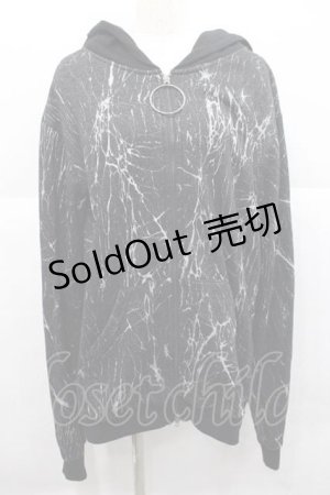 画像: KRY CLOTHING / 「MARBLE」パーカー  黒Ｘ白 I-25-12-09-033-EL-TO-SA-ZI
