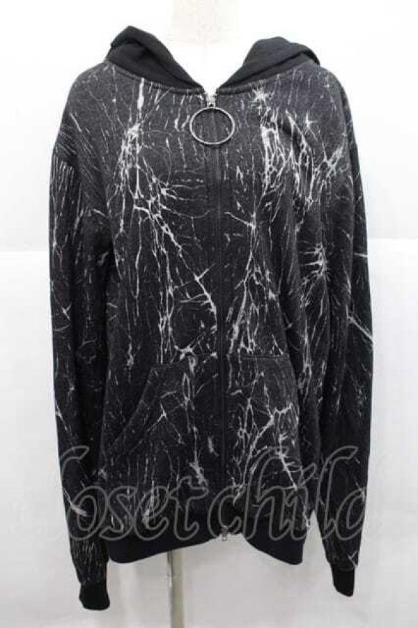 画像1: KRY CLOTHING / 「MARBLE」パーカー  黒Ｘ白 I-25-12-09-033-EL-TO-SA-ZI (1)