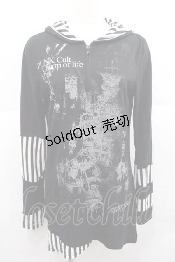 画像1: SEX POT ReVeNGe / シャンデリアプリントパーカー  黒Ｘグレー I-25-12-09-035-SP-TO-SA-ZI (1)