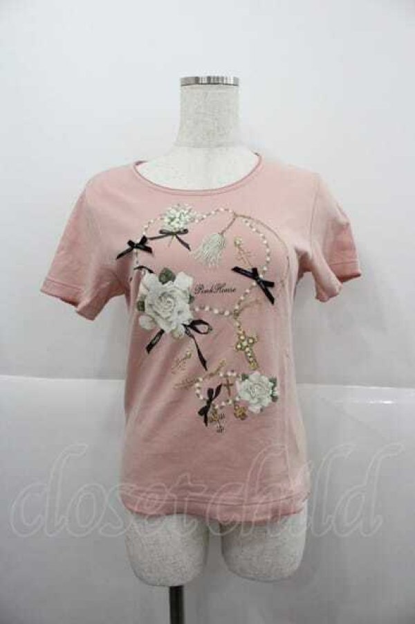 画像1: PINK HOUSE / イノセント・チャーチプリントカットソー  ピンク I-25-12-09-007-LO-TO-SA-ZT237 (1)