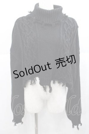 画像: jouetie / ダメージケーブルニット  黒 I-25-12-09-037-EL-TO-SA-ZI