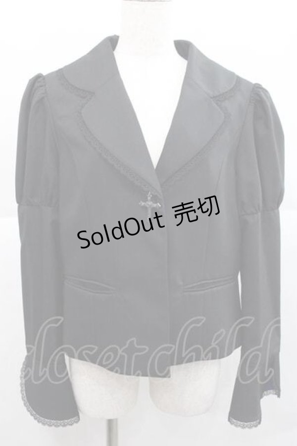 画像1: Moi-meme-Moitie / 十字架ボタン比翼ジャケット  黒 I-25-12-09-041-MO-JA-SA-ZI (1)