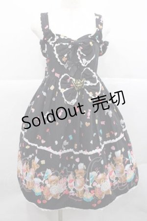 画像: metamorphose / くまパティシエハイウエストジャンパースカート  黒 I-25-12-09-050-ME-OP-SA-ZI