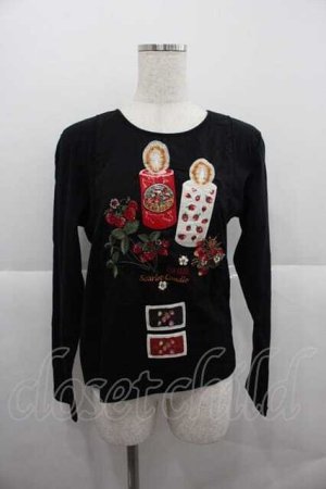 画像: PINK HOUSE / スカーレットキャンドル刺繍入りカットソー 3(M) 黒 I-25-12-09-011-LO-TO-SA-ZI