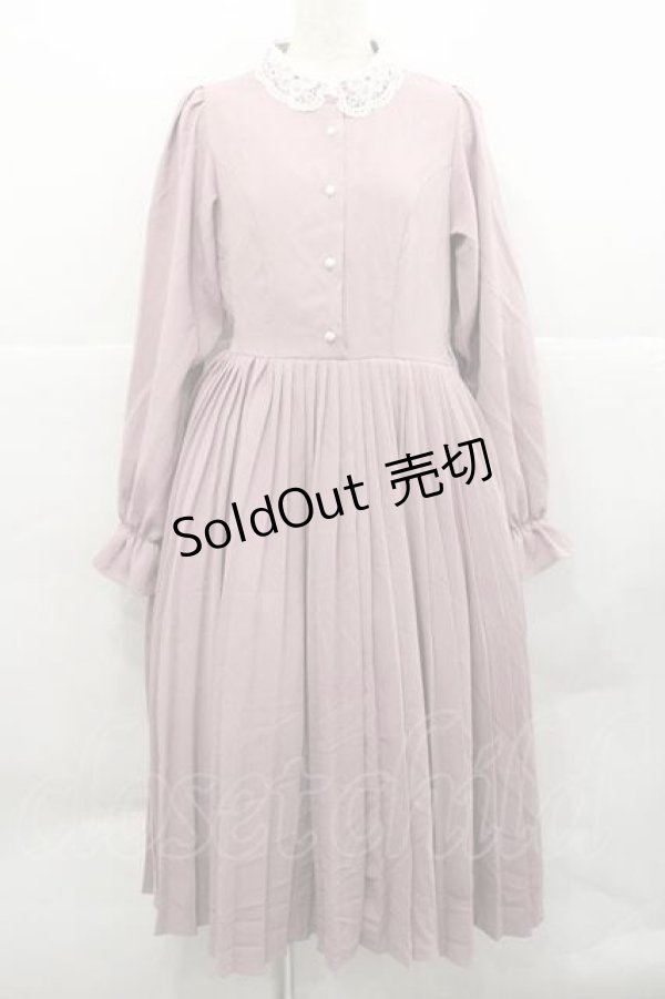 画像1: m petit by misako / AM*レースエリプリーツワンピース L ピンクＸ白 I-25-12-09-053-LO-OP-SA-ZI (1)