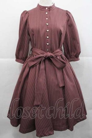 画像: Sheglit / ストライプクラシカルワンピース M ピンクＸ白 I-25-12-09-055-EL-OP-SA-ZI