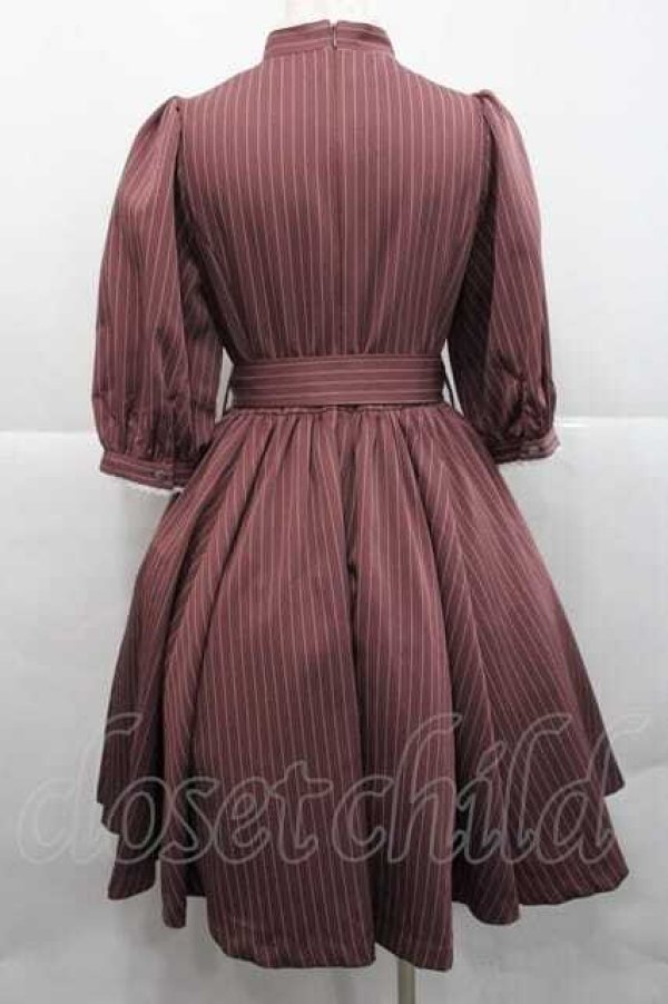 画像2: Sheglit / ストライプクラシカルワンピース M ピンクＸ白 I-25-12-09-055-EL-OP-SA-ZI (2)