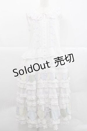 画像: PINK HOUSE / ハートワッペンパッチワーク使いローンワンピース  白Ｘラベンダー I-25-12-09-057-LO-OP-SA-ZI