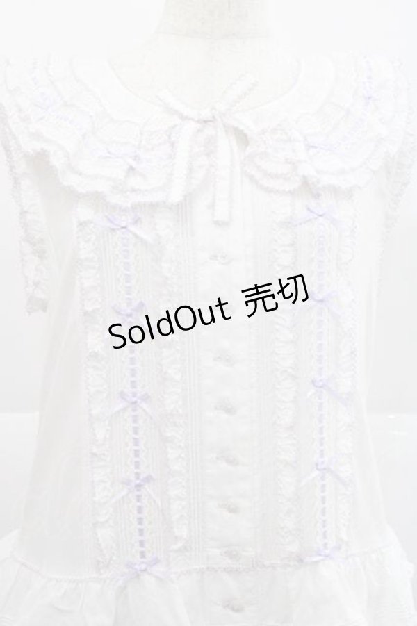 画像3: PINK HOUSE / ハートワッペンパッチワーク使いローンワンピース  白Ｘラベンダー I-25-12-09-057-LO-OP-SA-ZI (3)