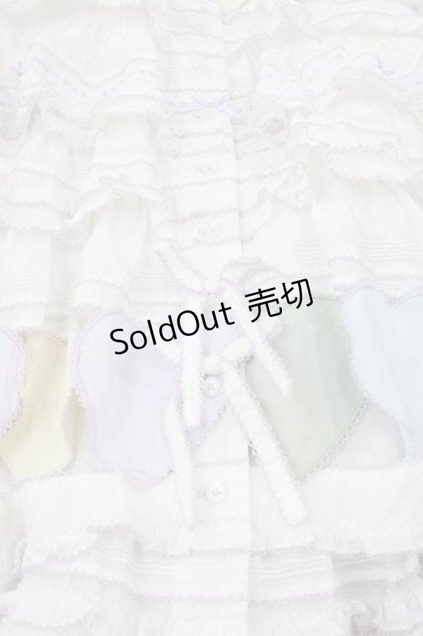 画像5: PINK HOUSE / ハートワッペンパッチワーク使いローンワンピース  白Ｘラベンダー I-25-12-09-057-LO-OP-SA-ZI (5)