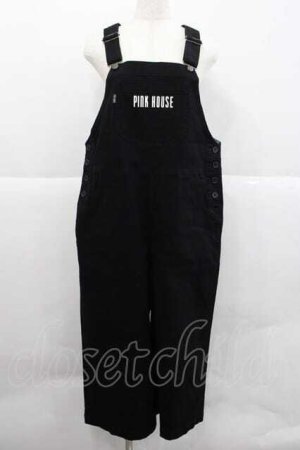 画像: PINK HOUSE / ロゴプリントオーバーオール  黒Ｘ白 I-25-12-09-058-LO-OP-SA-ZI