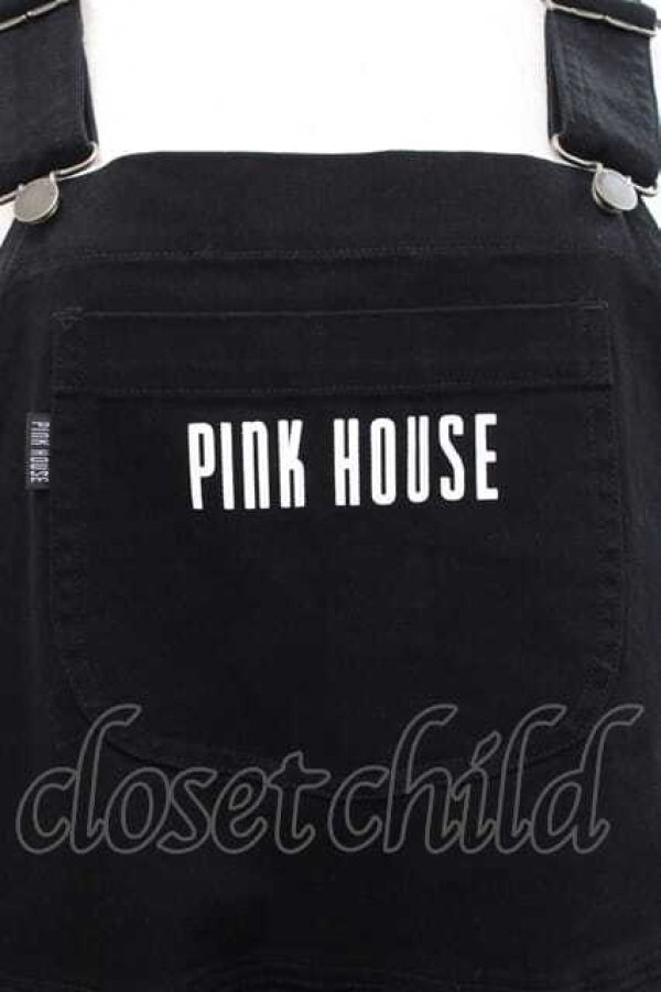 画像4: PINK HOUSE / ロゴプリントオーバーオール  黒Ｘ白 I-25-12-09-058-LO-OP-SA-ZI (4)